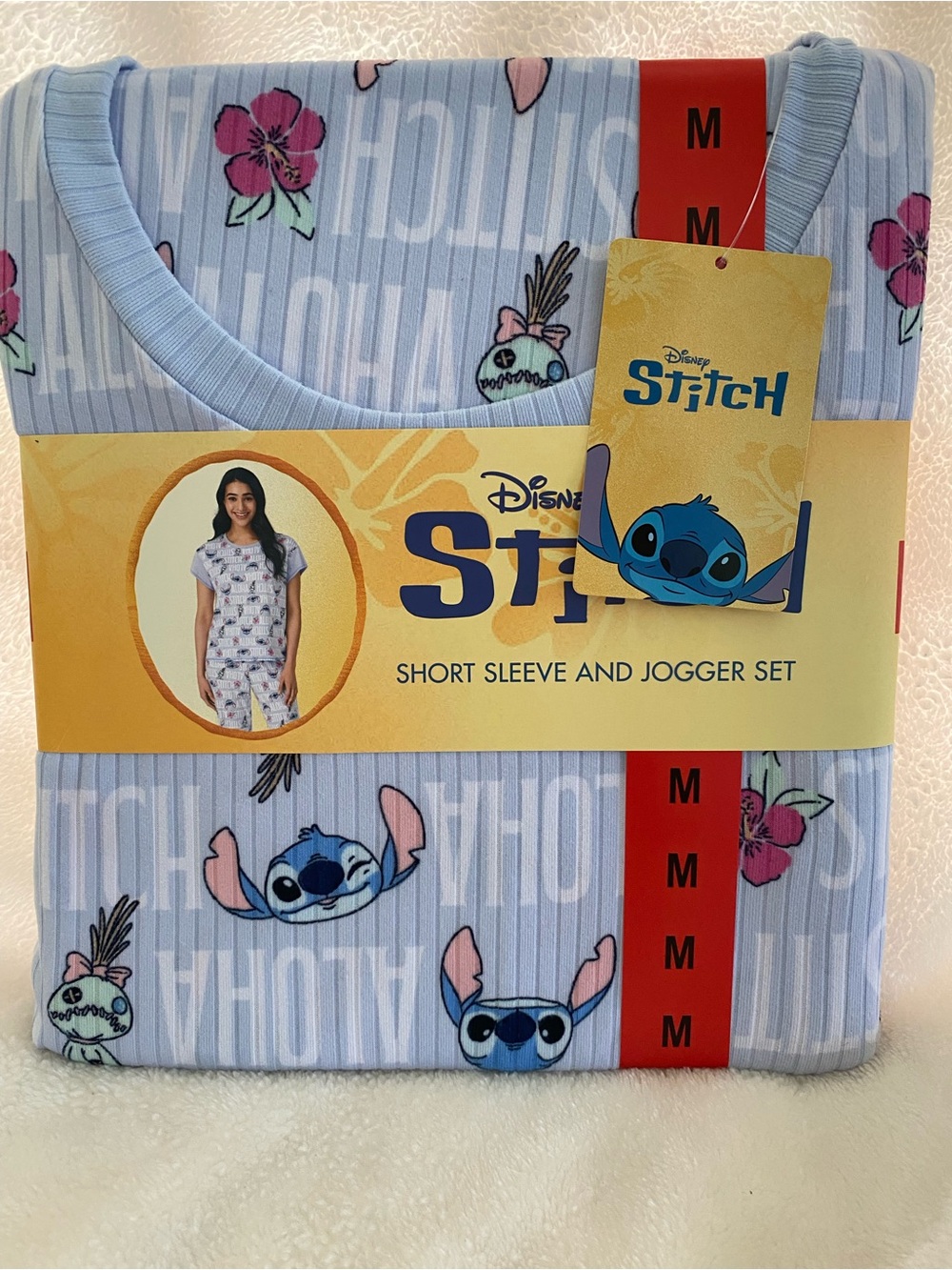 Disney Stitch Light Blue Short Sleeve Jogger Pajama Set